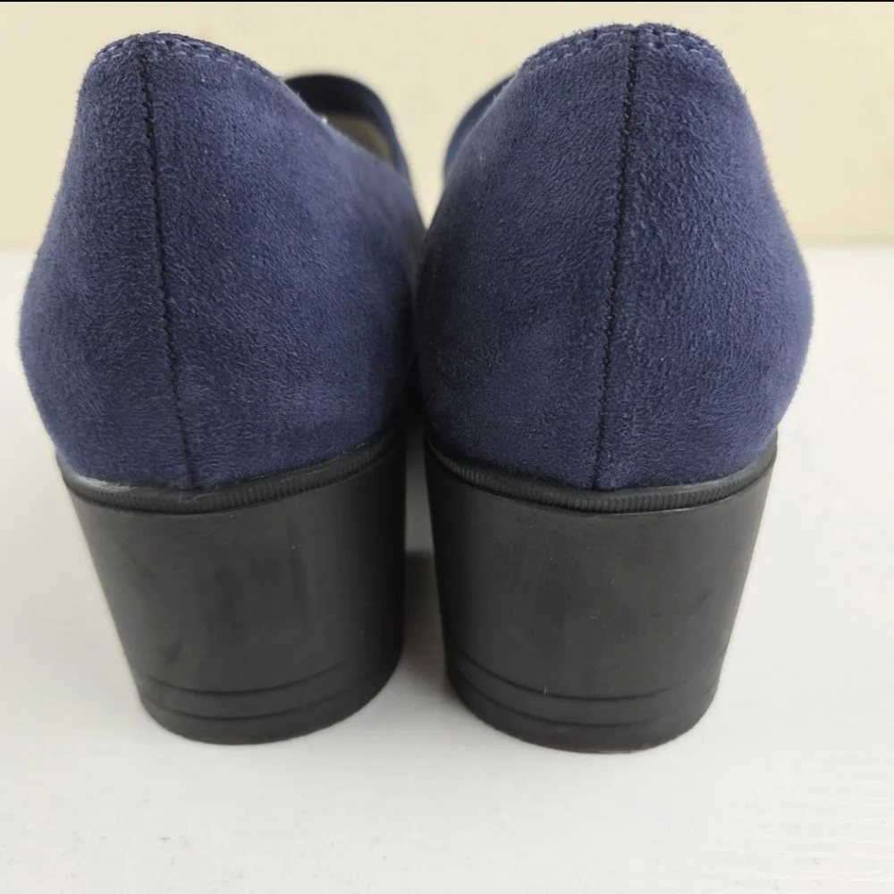 Cliffs by White Mountain‎ Hunton Block Heel Loafer Pump Navy Suedette 7.5W